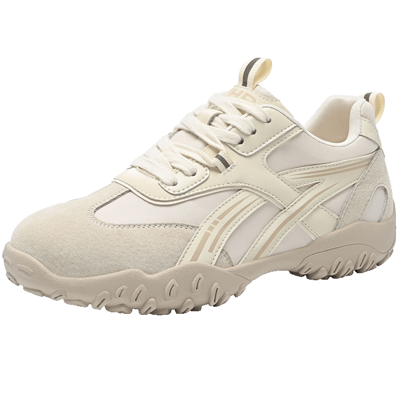 ZHR First Layer Pigskin Training Shoes Women 2026 New Height Increasing Sports Casual Shoes QS107 Beige Size 38