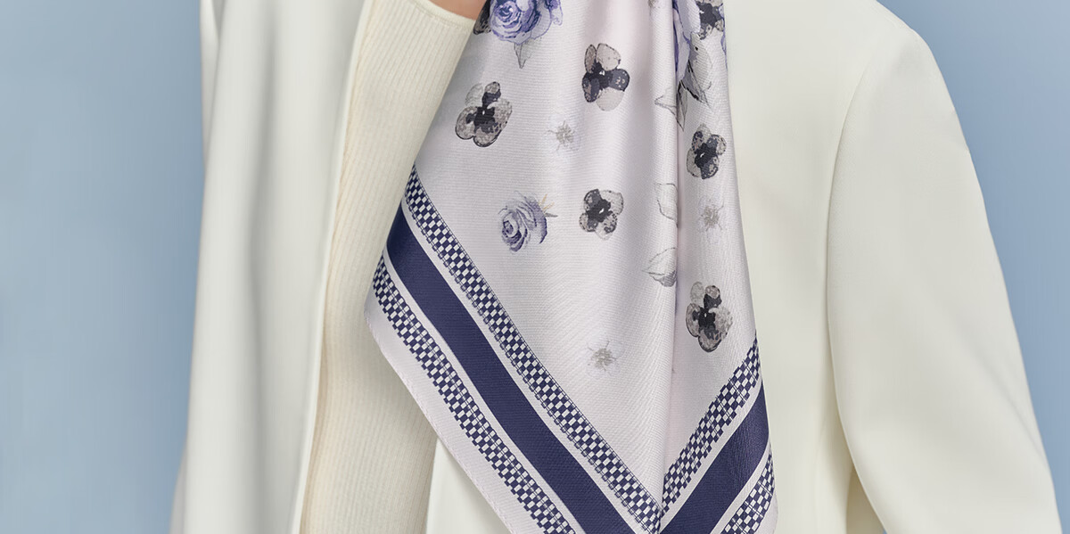Wanshili 26 Spring Summer New 100% Mulberry Silk Scarf Square Silk Shawl Birthday Gift Box Floral Collection 29