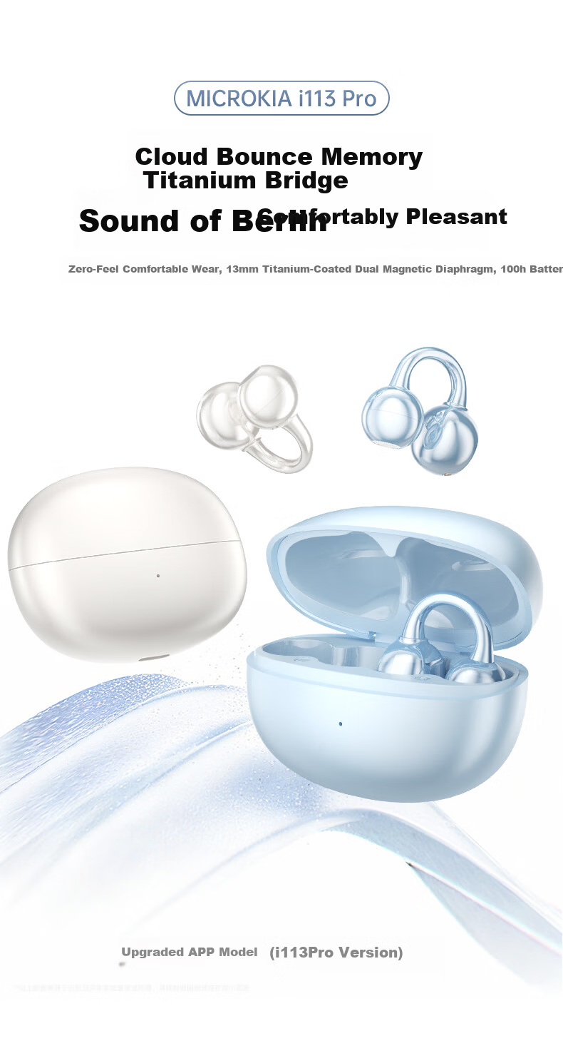MICROKIA 2025 Latest Berlin Sound Bluetooth Bone Conduction Open-Ear Wireless Sports Running Long Battery Life Cycling Ear Clip Headphones 7