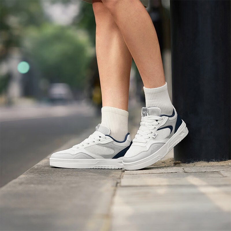 361° Men's Sports Shoes Spring Summer New Retro Leather Basic White Casual Sneakers 672616619-5