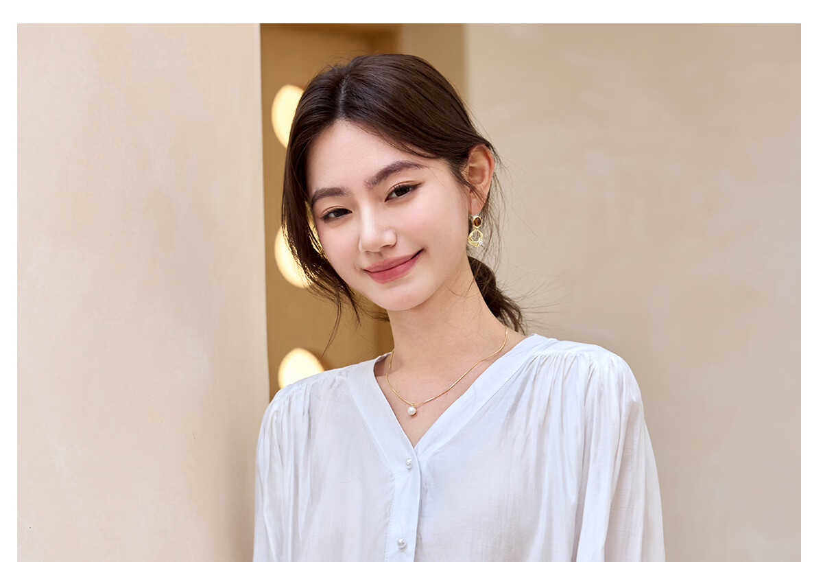 Halo Queen Women's Short Sleeve V-Neck White Shirt Summer Interview Professional Commuter Blouse H52S013 17