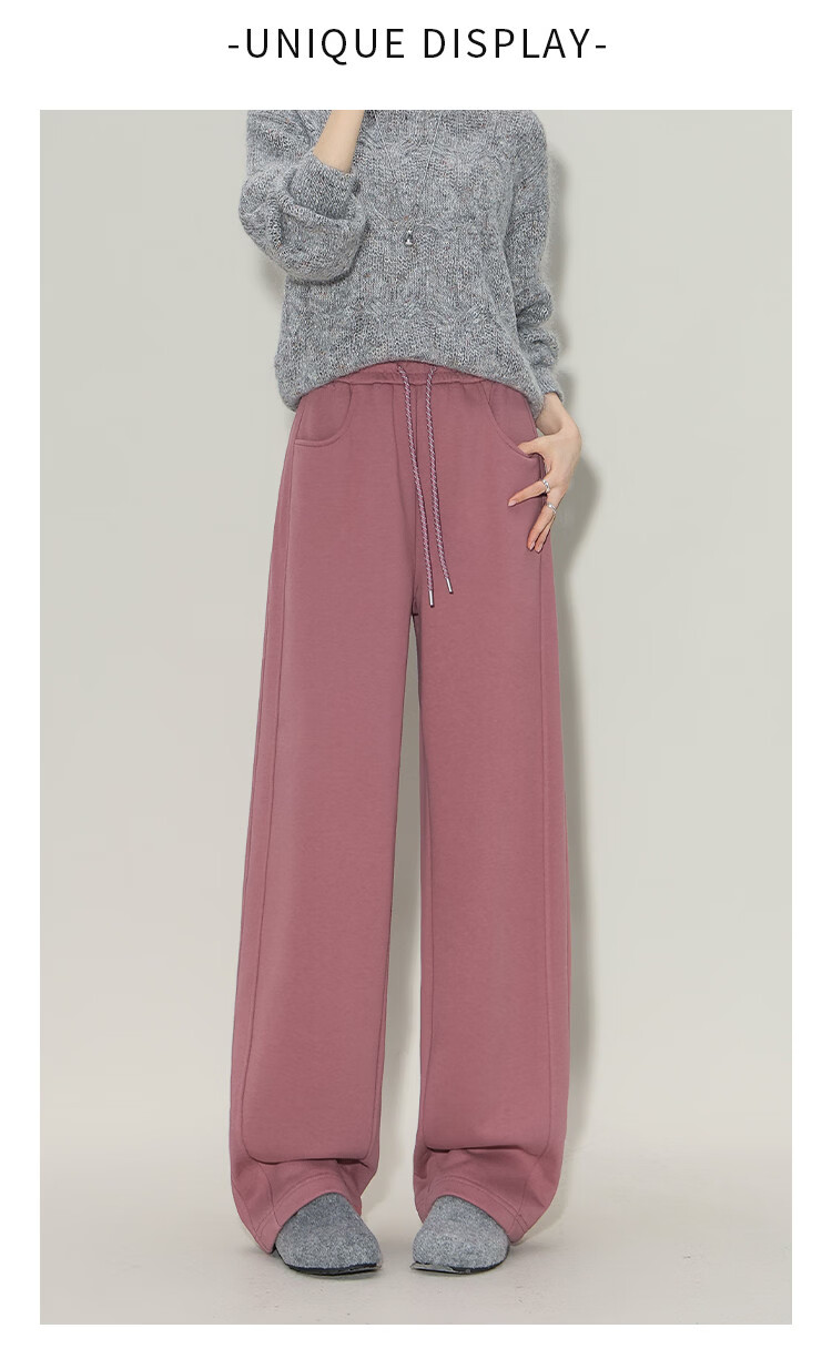 Demana Lazy Gentle Style Warm Winter High-Waist Thick Relaxed Scythe Comfortable Casual Curved Sweatpants for Women 9