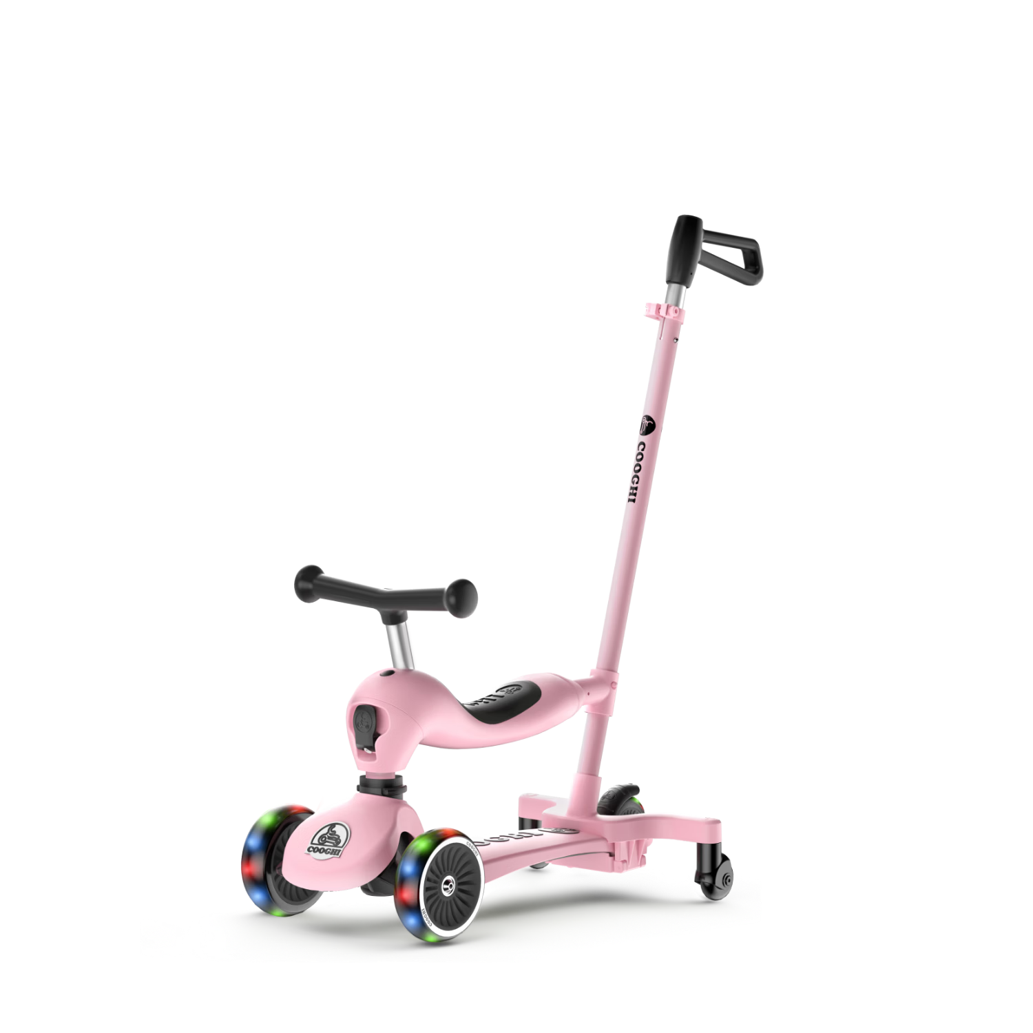 Cool Ride Little Green 3-in-1 Kids Scooter Baby Ride-On Stroller Magic 1-6 Years Omni-Directional Light-Up Pink Wheels