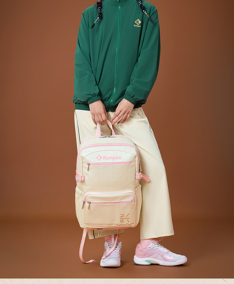 KUMPOO 25th Anniversary Series Badminton Bag Durable Waterproof Sports Backpack Xunfeng KB-5212.25th Pearl White/Pink 9