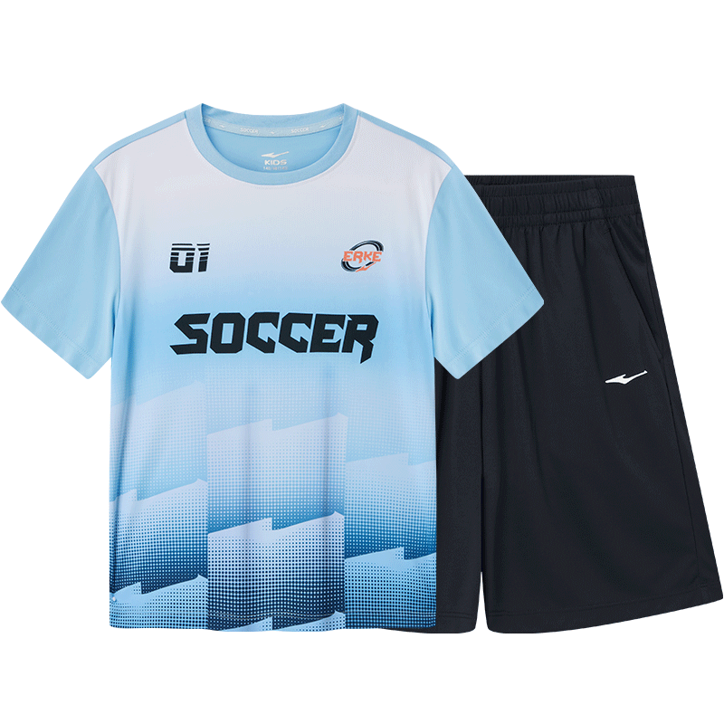 ERKE Kids Boys Quick-Dry Sports Set Summer UV50+ Sun Protection Football Outfit Fantasy Blue 175