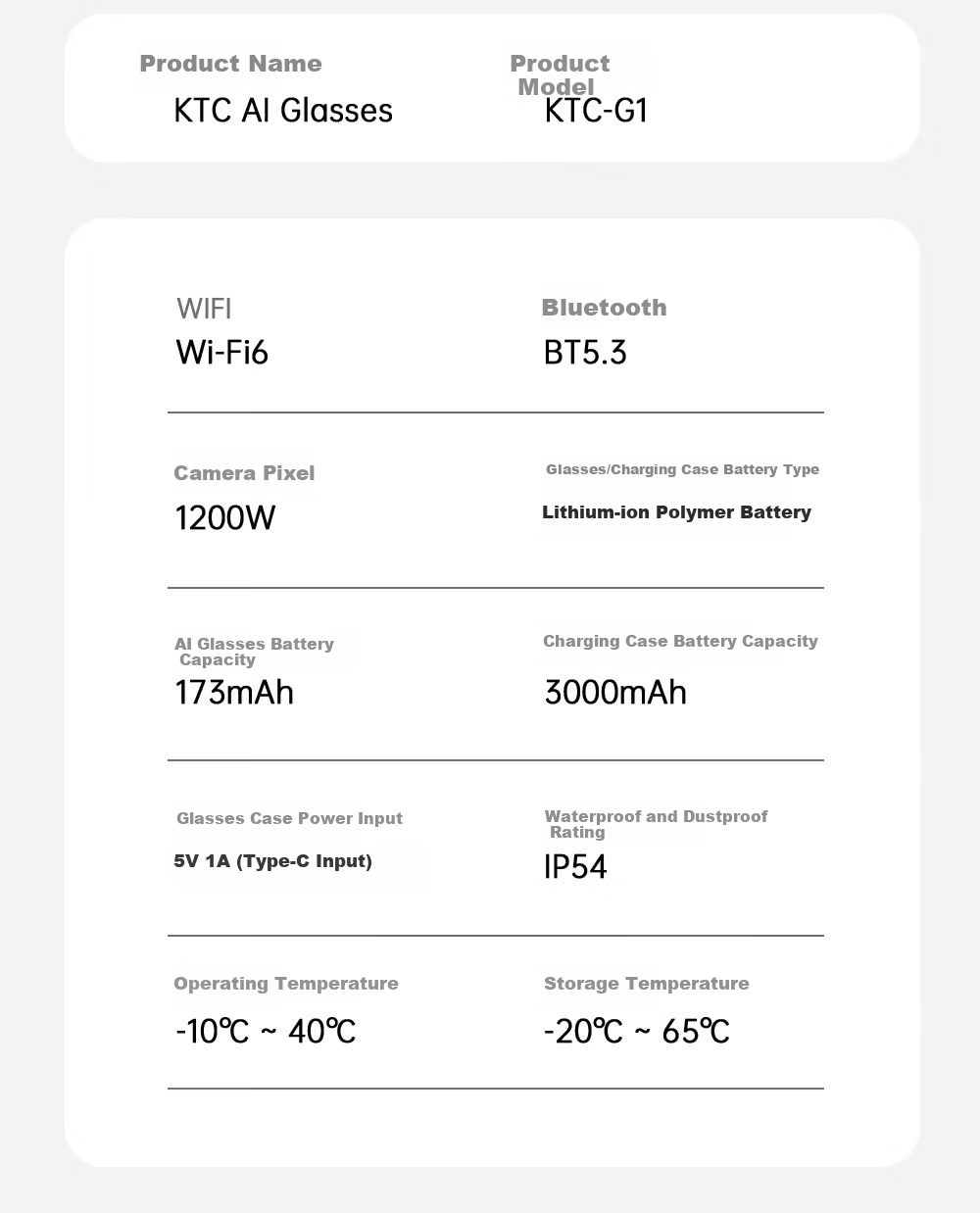 KTC AI Translation Smart Glasses Real-time Conversation Simultaneous Translator Xiaomi Alternative Portable Travel Meeting Assistant Bluetooth Recording Audio Glasses KTC-G1 27