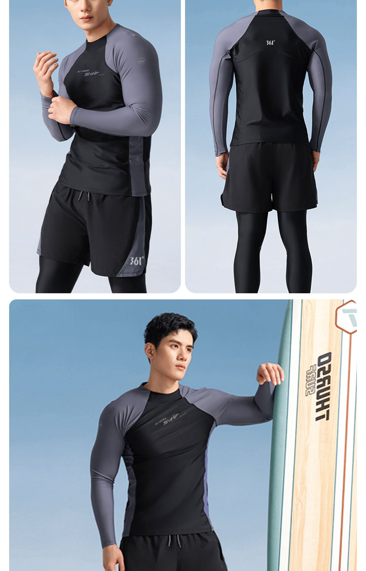 361° Jellyfish Men's Swimwear Set Long Sleeve Long Pants Sun Protection Quick-Dry Adult Surfing Full-Body Snorkeling Wetsuit 9