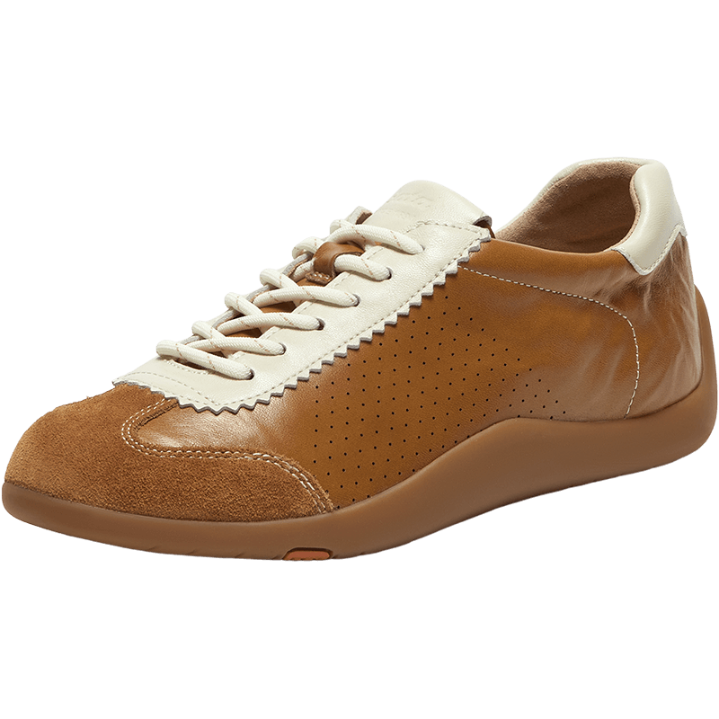 Bata Prince Qi Mall Couple Genuine Leather Derby Soft Casual Sports Shoes Yellow Brown ALI45AM6 Size 35