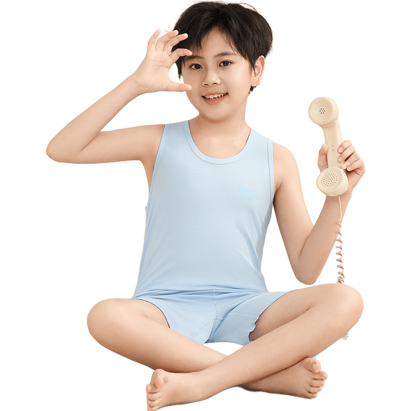 Miiow Kids Boys Summer Sleeveless Lenzing Lyocell Tank Top Breathable Thin Pajama Shirt for Older Boys