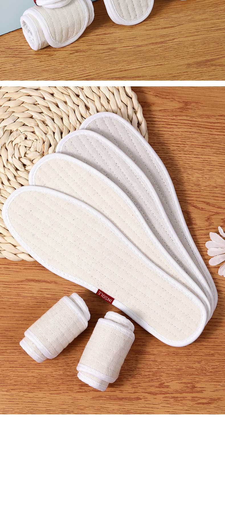 Footprint Tribe Size 37 1 Pair Cotton Linen Odor-Resistant Insoles Men's Sweat-Absorbing Breathable Deodorizing Summer Thin Leather Insoles for Women 4