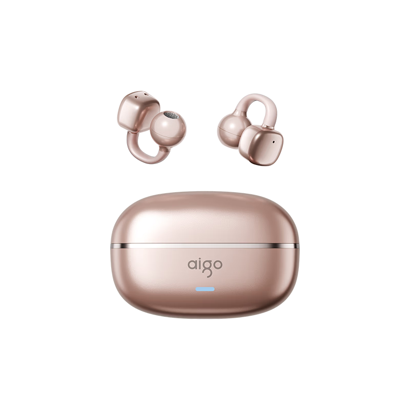 Aigo Bluetooth Ear Clip Open-Ear True Wireless Bluetooth 6.0 Children's Bone Conduction Concept Sports Running Headphones Champagne Gold
