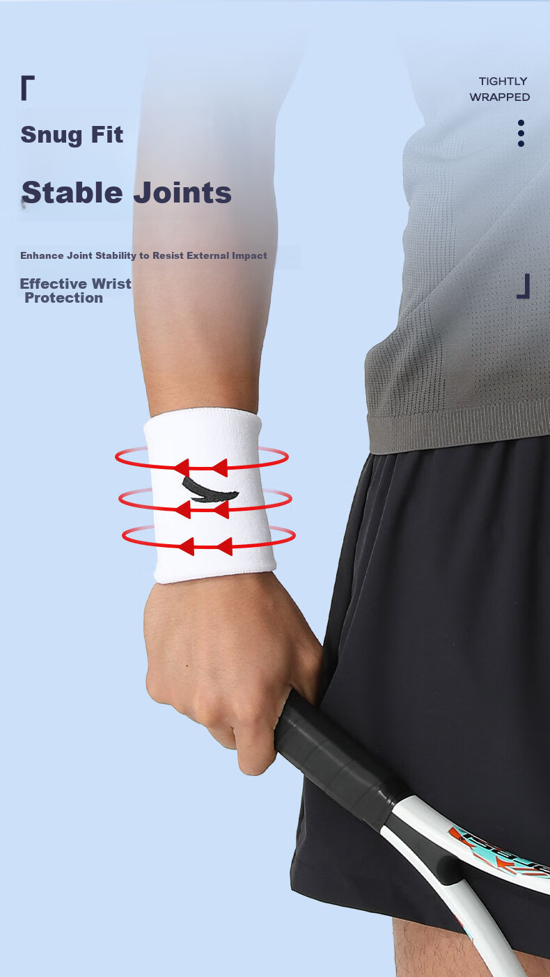 ANTA Wrist Support Sports Wristband Unisex Badminton Basketball Fitness Hand Wrist Protector Sprain Tendonitis Guard White 5