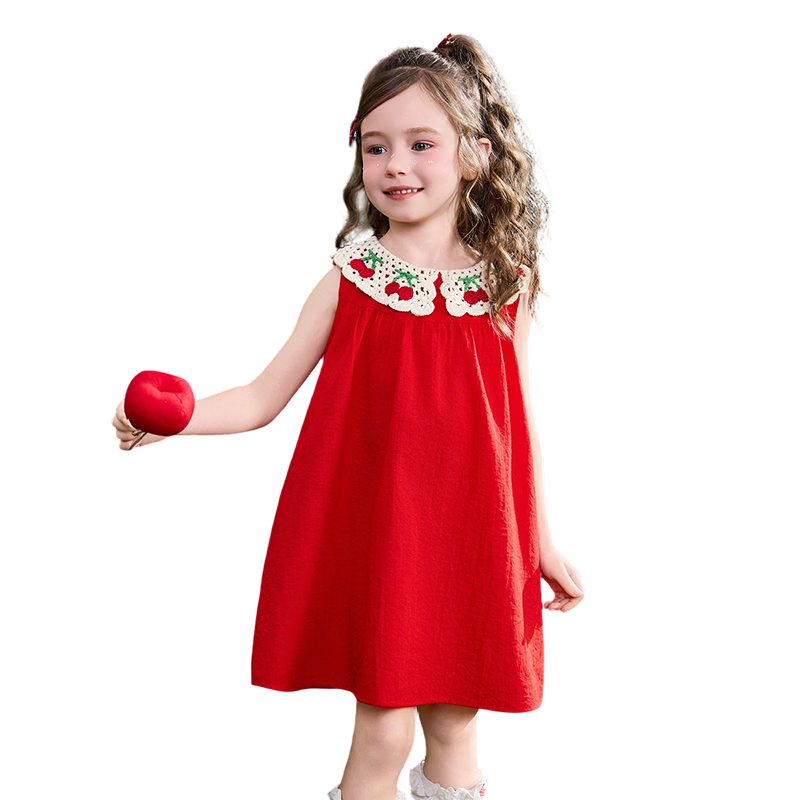 ASK JUNIOR Kids Summer Sleeveless Vest Dress Girls Princess Doll Collar Dress