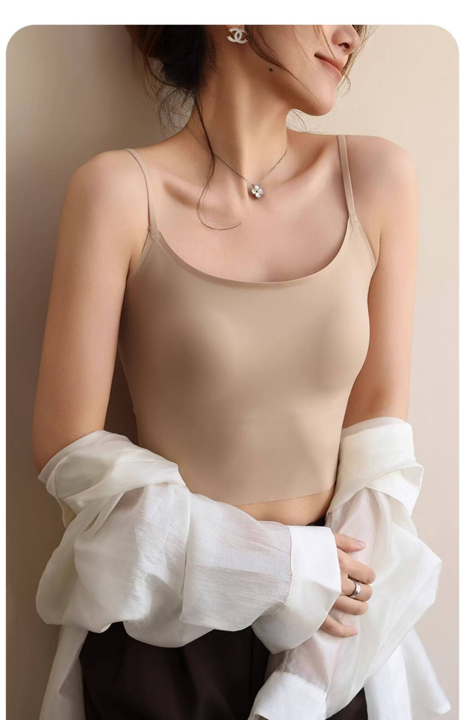 MiiOW Ice Silk Sun Protection Camisole for Women with Built-In Bra Pads, Invisible Underwear, Beautiful Back Design, And Outer Wear Top 22
