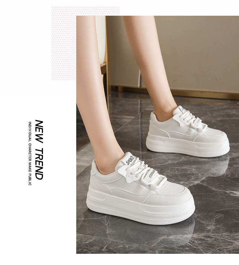 Cartelo Crocodile Women's Casual Shoes Fashion White Sneakers Spring Thick Sole Versatile Sports Shoes 1687 Mika Size 37 11