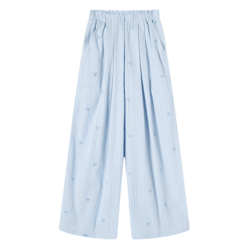 TonLion 2026 Spring Women's Embroidered Casual Pants Light Blue L