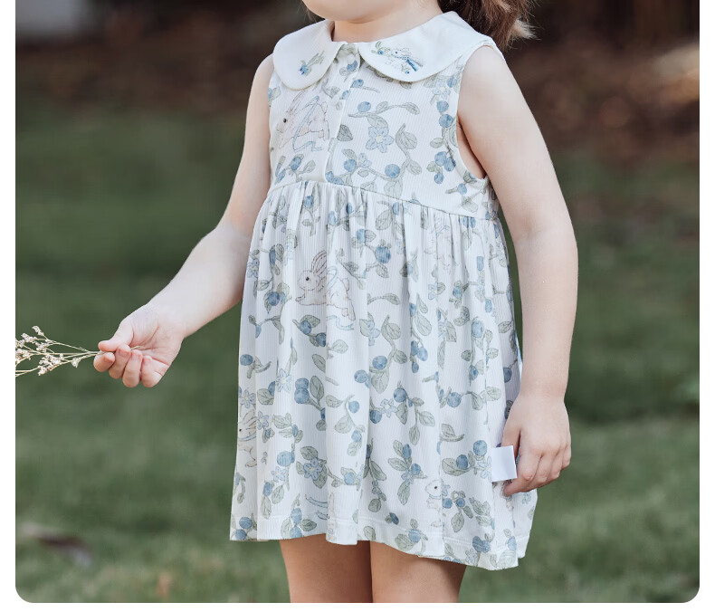 Happy Little Bear Baby Summer Lightweight Dress Antibacterial Toddler Girls Casual Mite-Resistant Stylish Clothing 16