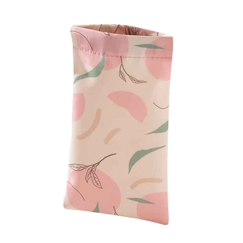 Youshiguang Glasses Case with Spring Clip Auto-Closing Portable Sunglasses Pouch Travel Printed Long Fabric Bag