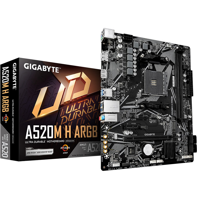 GIGABYTE A520M H ARGB Motherboard for AMD A520 Socket AM4 CPUs 5600G 5700 5800 3600