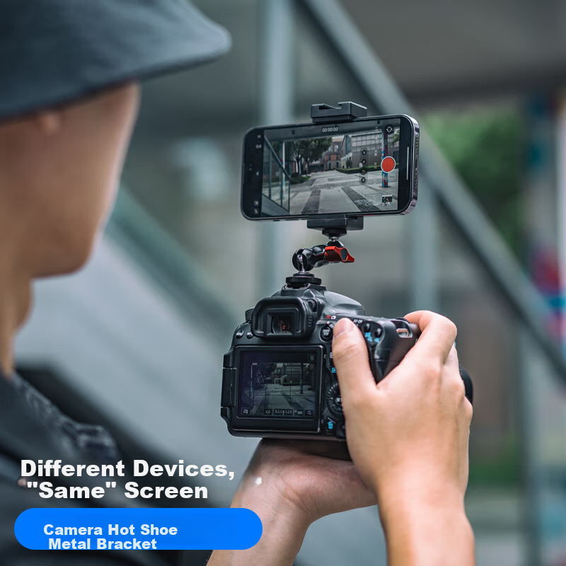 SUREWO Camera and Phone Mount Compatible with Canon Sony Fuji Nikon DSLR Mirrorless Cold Shoe Adapter Photography External Monitor Hot Shoe Phone Clip