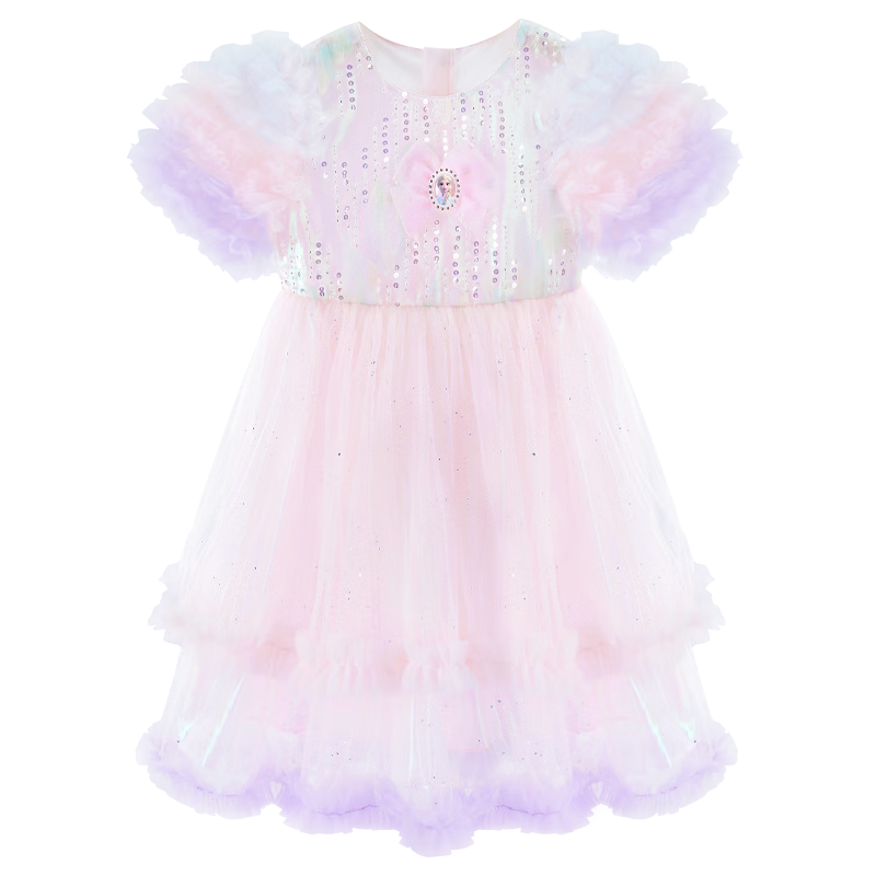 Disney Elsa Princess Girls Summer Dress Children's Tulle Skirt Pink Size 120