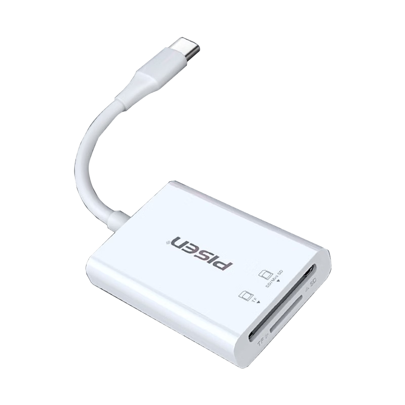 Pisen Type-C High-Speed Card Reader SD/TF 4.0 Two-In Compatible with Computers, IPhone 15/16/17/18, IPad, Supports UHS-I/II for Reading Surveillance Memory Cards