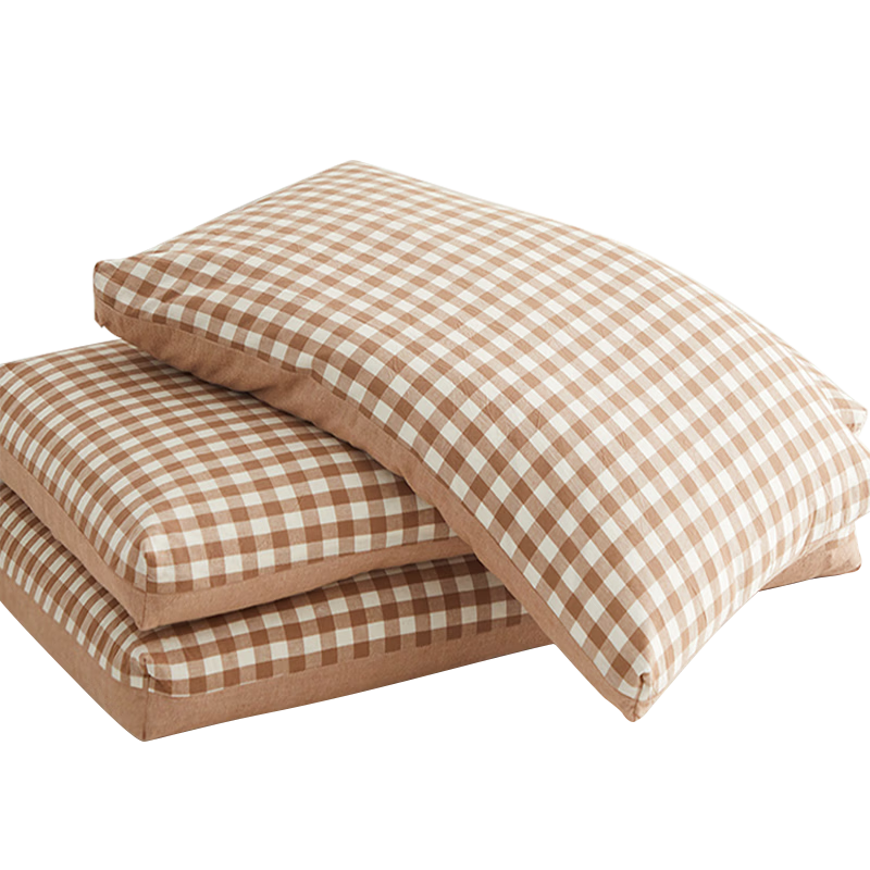 YALU & FREEDOM Pure Cotton Buckwheat Pillow, 100% All Buckwheat Hull Pillow Core, Adult Sleeping Cervical Spine Protection Pillow, Men's 35x55 Cm, Coffee Color