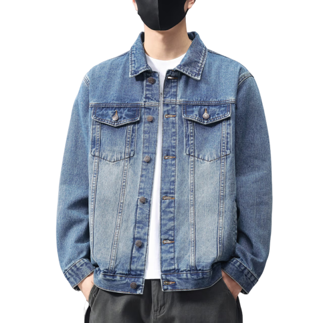 Jeanswest Men's Jacket 2026 Spring Summer Loose Simple Fashion Men's Denim Jacket Blue XL