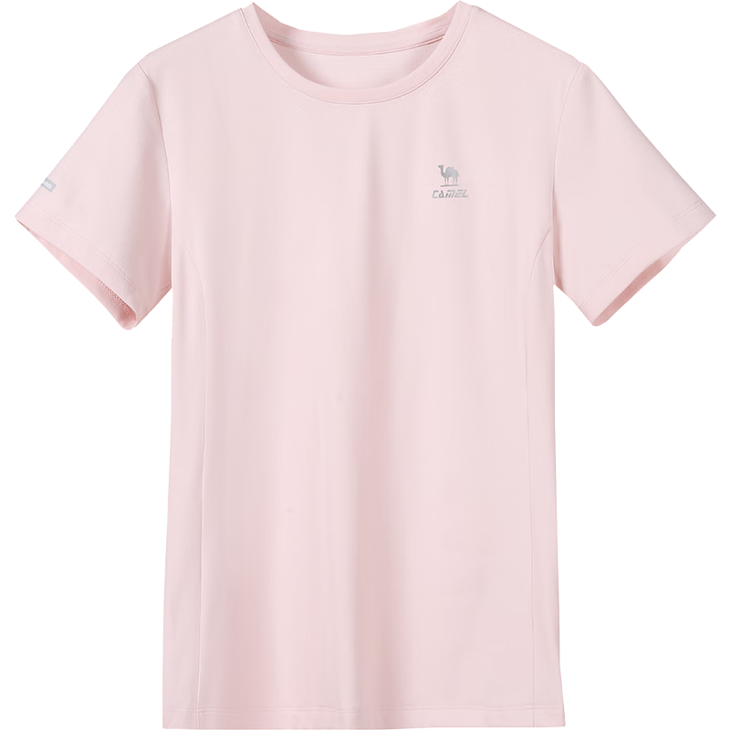 CAMEL Quick-Dry Women's Breathable Crew Neck Short Sleeve Running Sports T-Shirt C26BZ0L7004 Dreamy Pink L