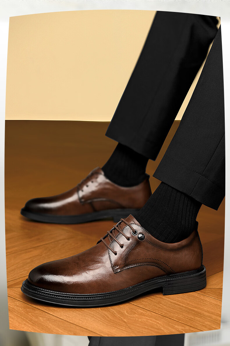 HLA Men's Business Formal Height Increasing Derby Shoes HAAPXM4DAO286 Black Height Increasing Size 41 4