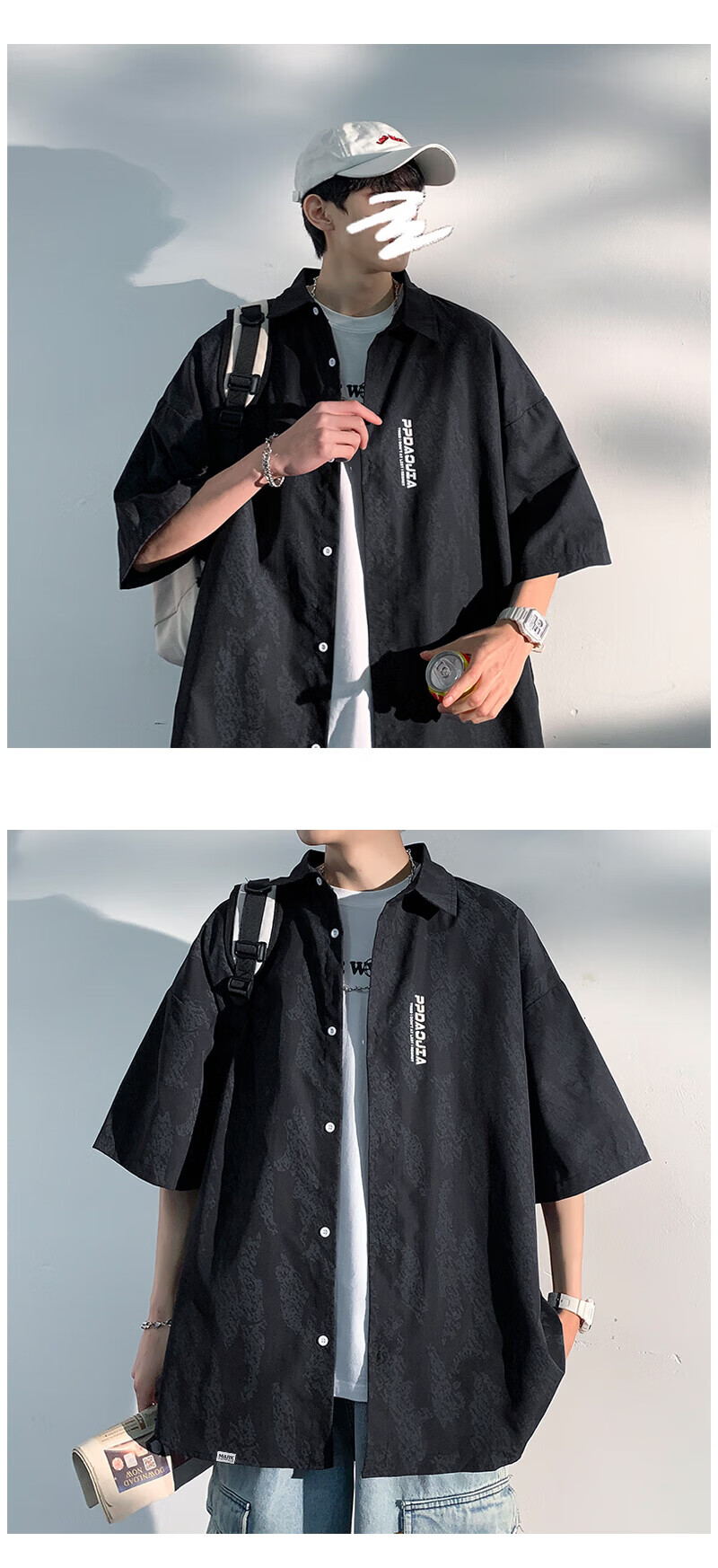 MARK FAIRWHALE Men's Short-Sleeve Shirt, Summer Collared Half-Sleeve Top, Loose Casual Wear Jacket, White, XL 5