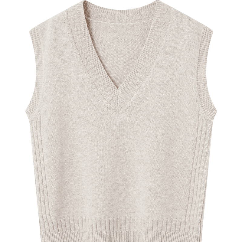 Demana Zhenxiang 100% Wool Autumn Velvet Feel V-Neck Sleeveless Women's Knit Vest