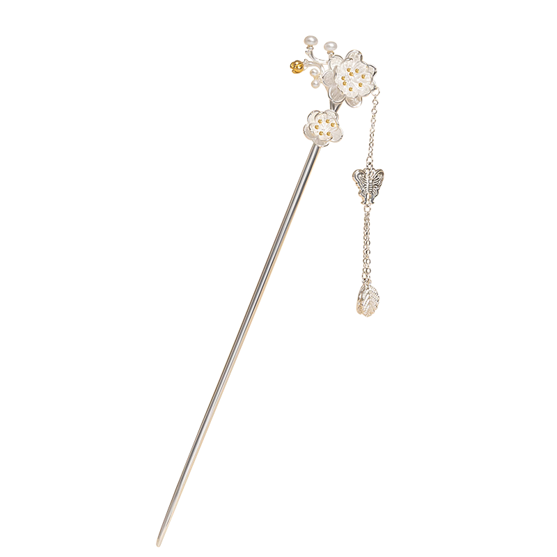 Zhuishi Tassel Hairpin for Women, Silver Ancient Style Hairpin, New Chinese Modern Minimalist Hair Accessory, Qixi Festival Gift for Girlfriend
