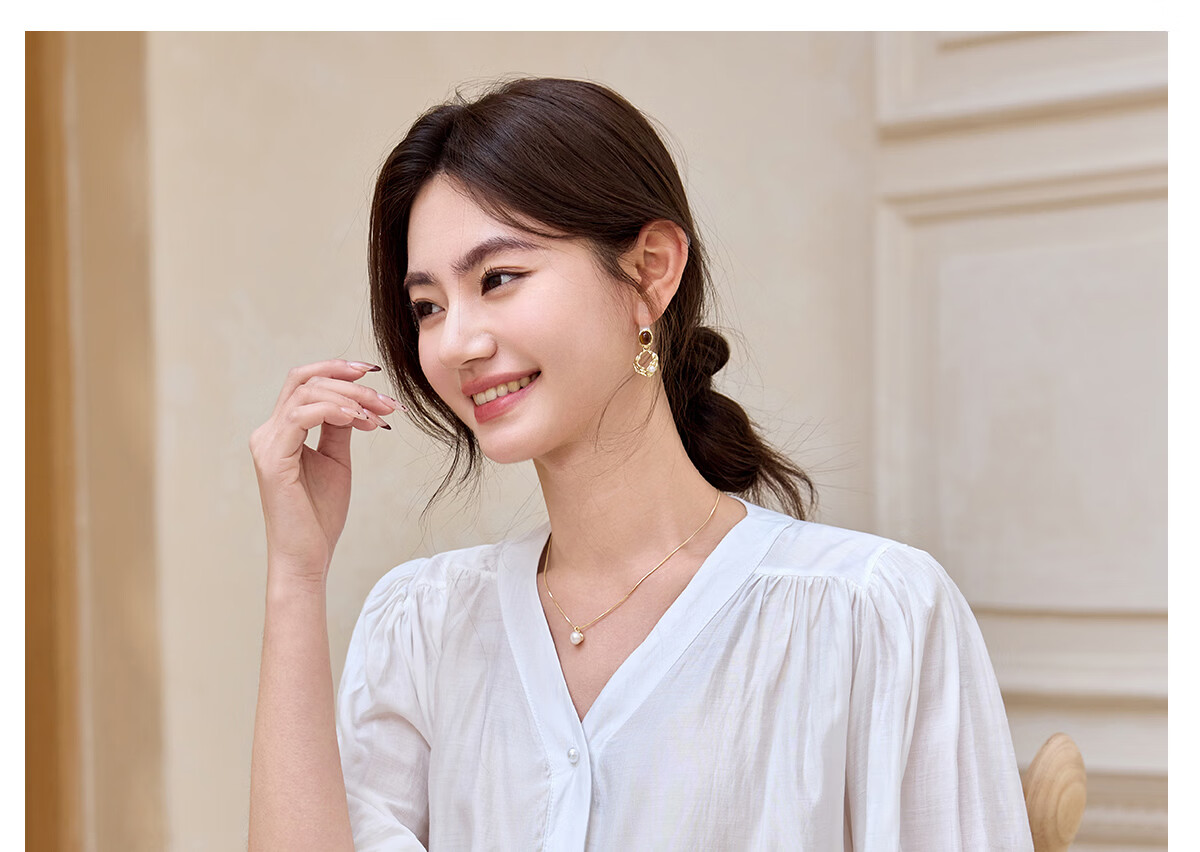 Halo Queen Women's Short Sleeve V-Neck White Shirt Summer Interview Professional Commuter Blouse H52S013 22