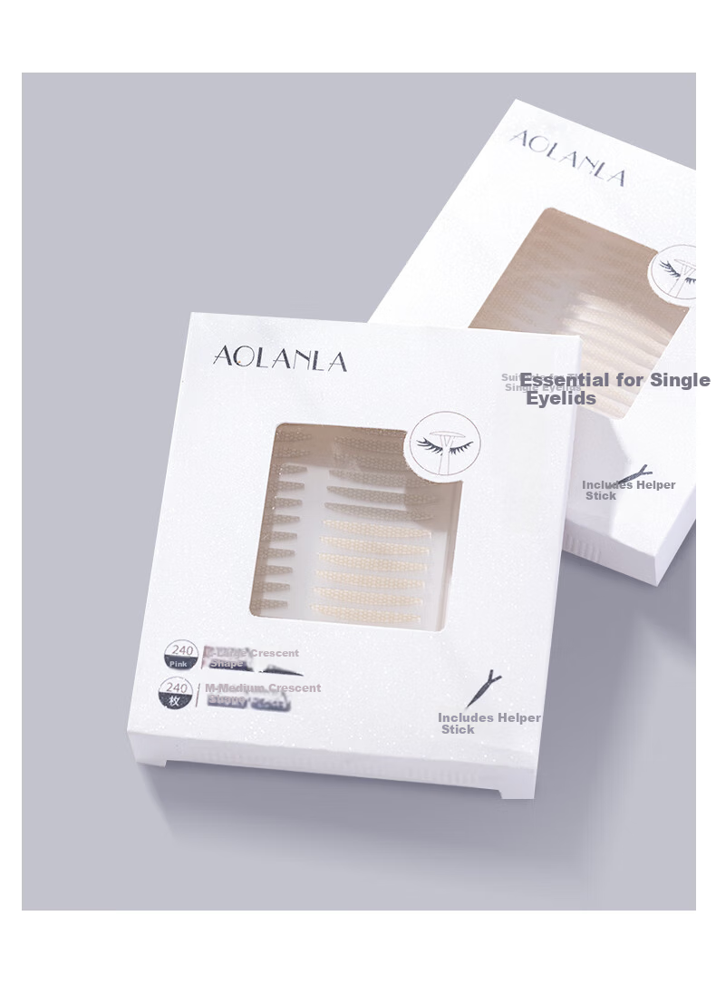 AOLANLA Double Eyelid Tape Realistic Lace Lightweight Invisible Natural Fit Non-Curling 240pcs L Size for Men and Women 12