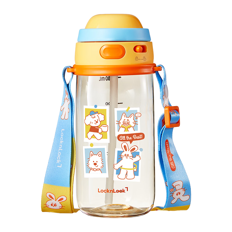 Lock&Lock Children's Day School Handheld Straw Cup Student Plastic Water Bottle Outdoor Portable Sports Cup PPSU Material