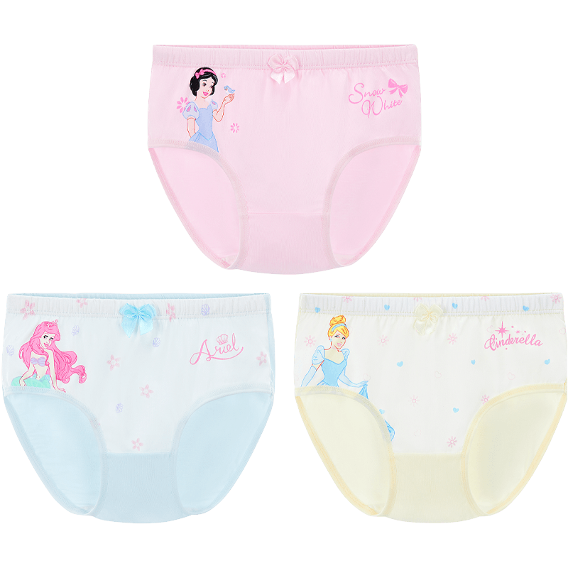 Disney 2026 New Kids Underwear Class A Antibacterial Cotton Briefs Girls No Pinch Shorts Color Block Size 110