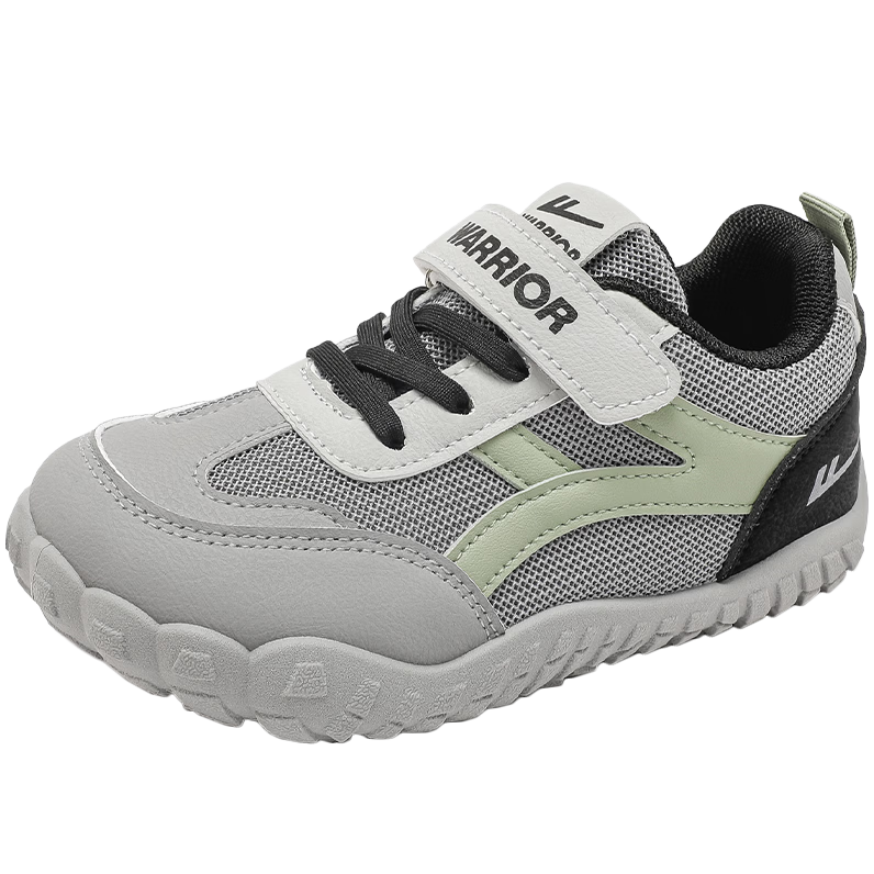 Warrior Kids Sports Shoes Children's Velcro Training Shoes Boys Lightweight Running Shoes WZ-2093 Gray Black Green Size 37
