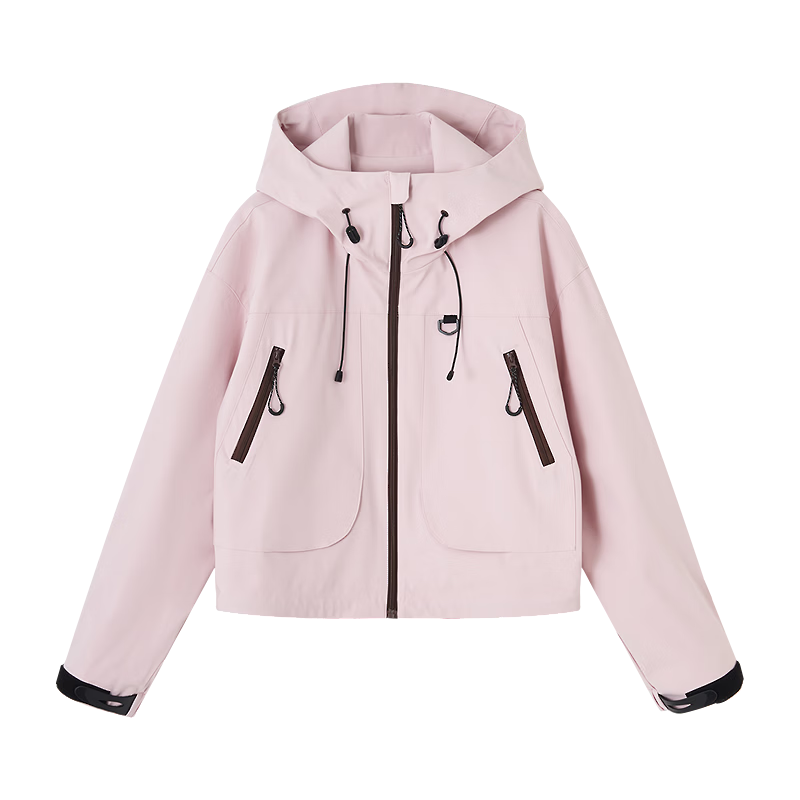 Demana [Three-Proof Black Technology] Spring Outdoor Windproof Hooded Color-Block Zipper Velcro Loose Fit Petite Women's Jacket
