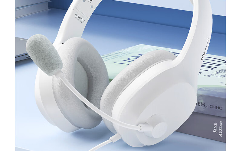 IKF Fkids Y01 Wired Over-Ear Headphones for Students, English Listening and Speaking Exam, Children's Online Learning Headset, 3.5mm Jack, Moonlight White 9