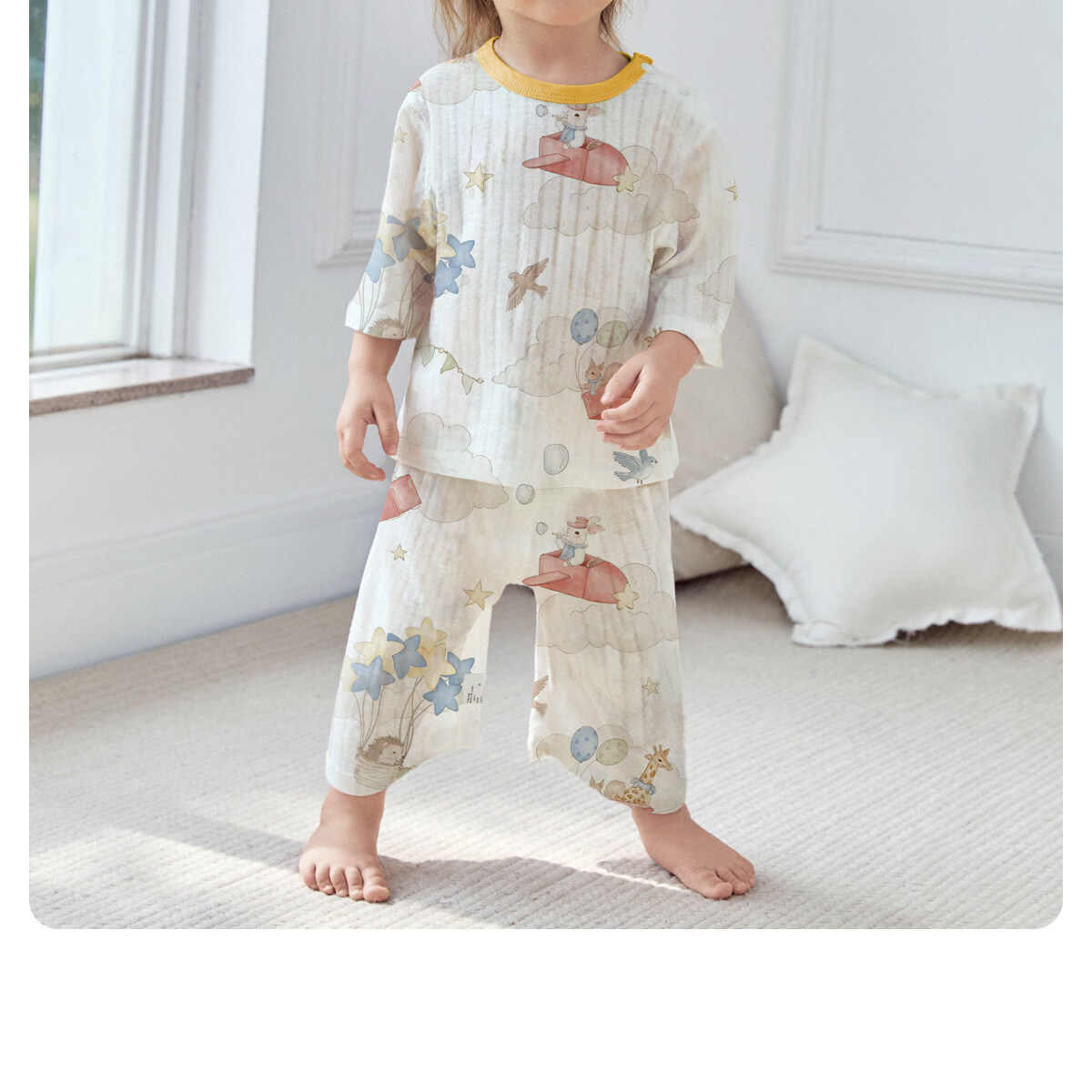 JOYNCLEON Baby Pajamas Pure Cotton Class A Summer Thin 3/4 Sleeve Air Conditioning Children's Homewear Set JTz176219 20