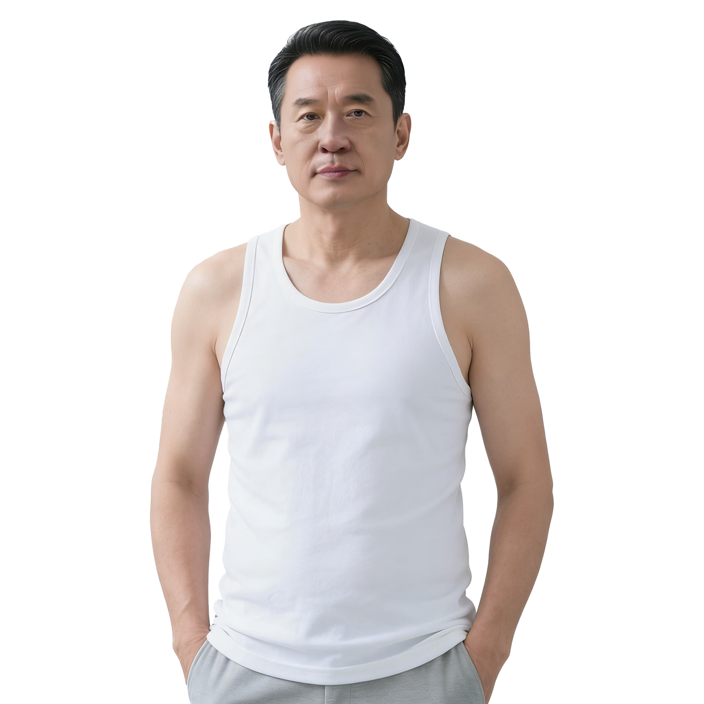 Hengyuanxiang [100% Pure Cotton] Sleeveless Tank Top for Men, Antibacterial, Middle-Aged And Elderly, Slim-Fit, Athletic Undershirt Vest