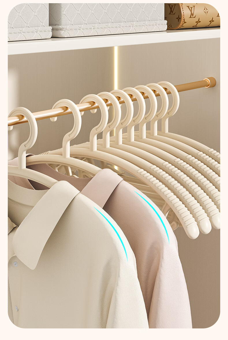 Baicaoyuan Non-Marking Clothes Hangers, Anti-Slip Wide Shoulder Thickened Hangers, Household Milk White 20-Pack 7