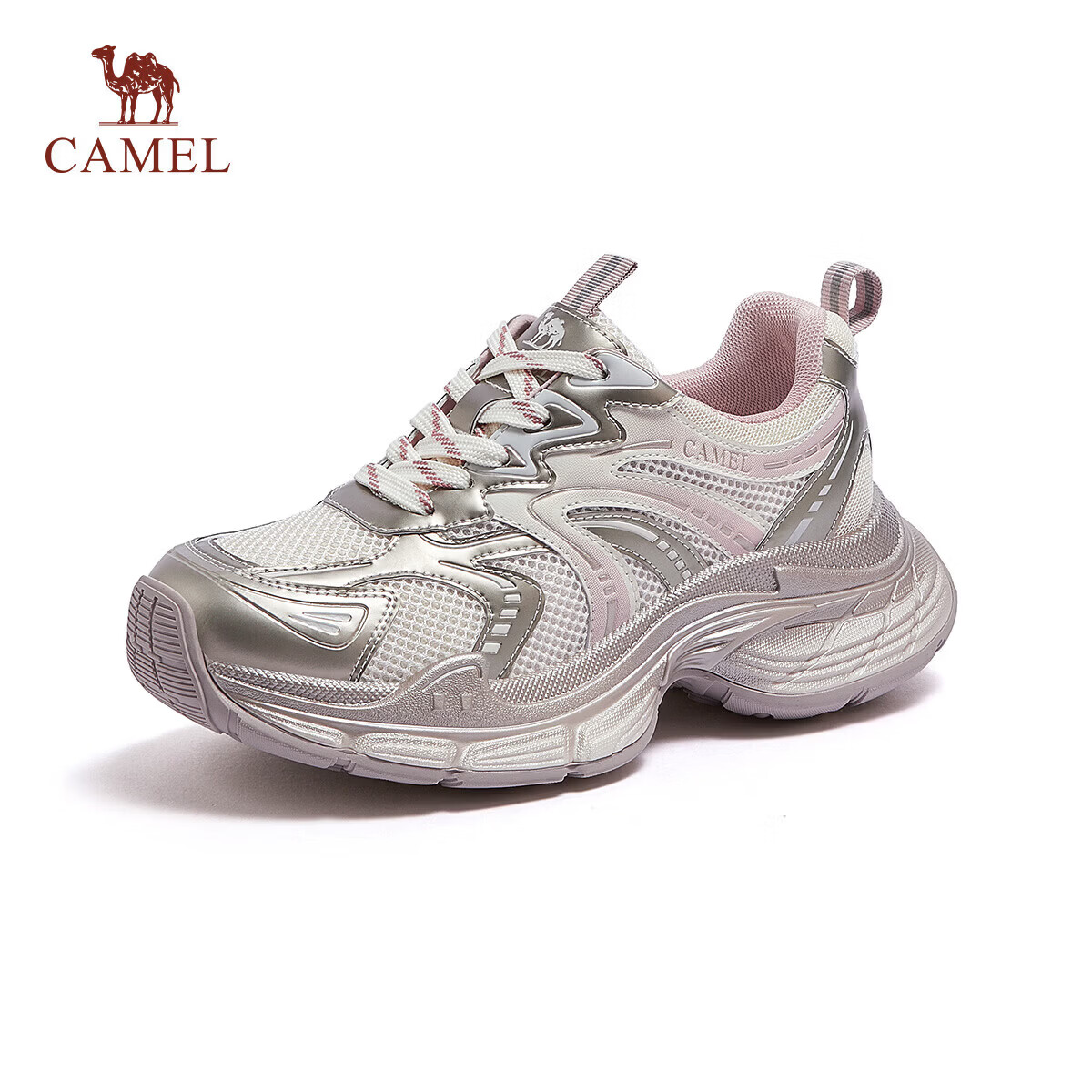 CAMEL Yaoyue 2nd Generation Women's Dad Sneakers Thick Sole Sports Casual Shoes L26S283069 Beige/Gold/Pink Size 35