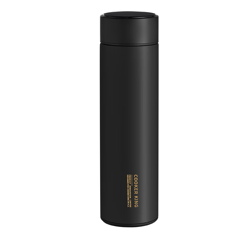COOKER KING Insulated Mug, 316L Medical Grade Stainless Steel, Tea Infuser, Business Portable Smart Thermos Cup, Black, 490ml