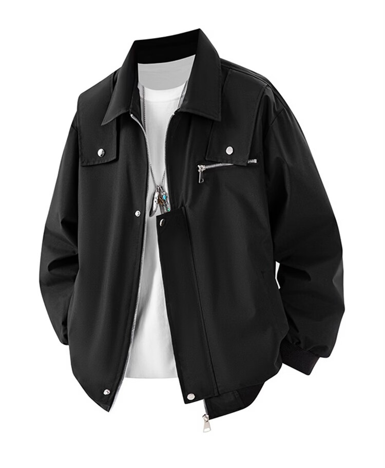 JEEP SPIRIT Men's American Functional Workwear Jacket Spring Premium Baseball Jacket Wine Red 2XL 5