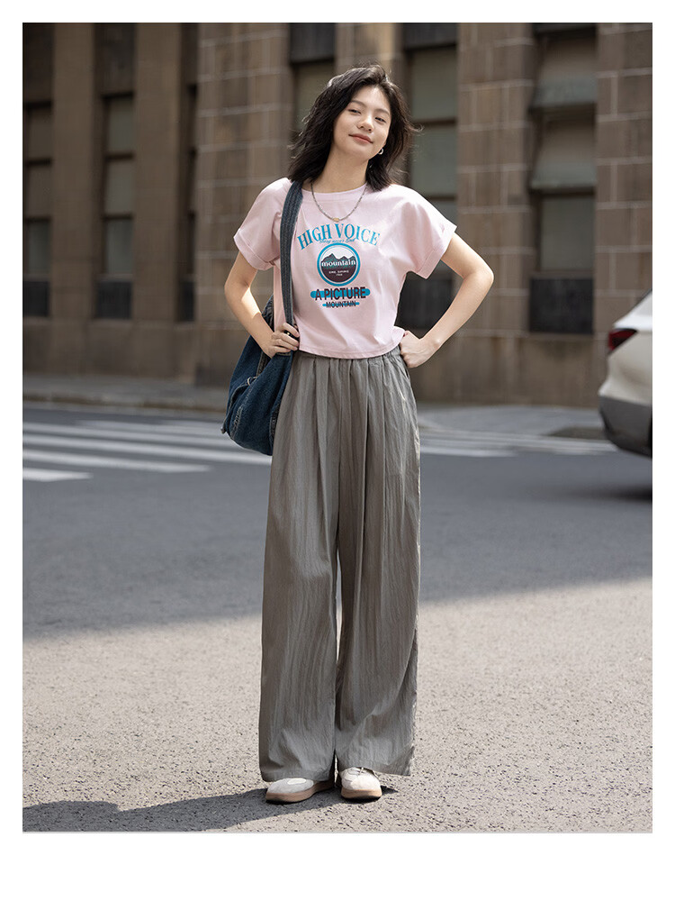 Demana Pleated Casual Pants Summer Loose Comfortable Elastic Waist Wide-Leg Long Pants for Women 11