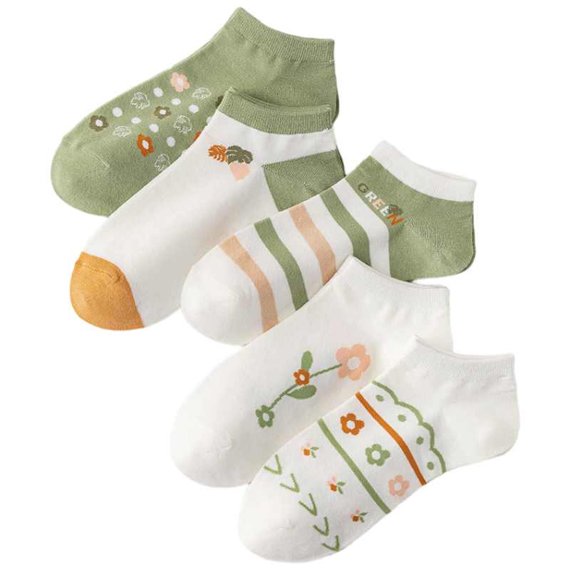 Yimian Women's Short Socks Xinjiang Cotton Antibacterial Deodorant Summer Thin Low-Cut Fresh Short Tube Boat Socks Trendy 10 Pairs QL