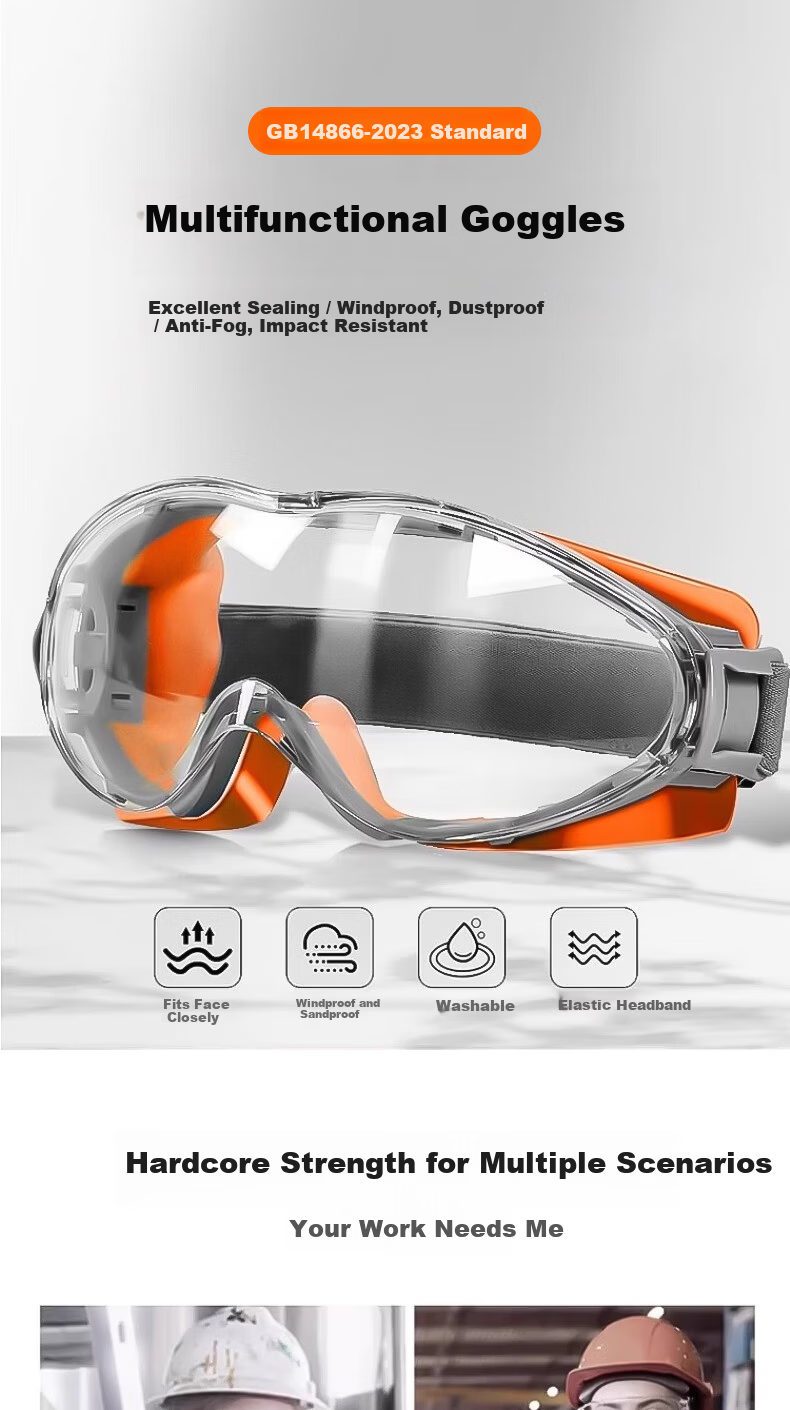 Huadun Protective Goggles Windproof Liquid Splash Dustproof Anti-Impact Scratch-Resistant HD-206 Non-Fog One Size 1