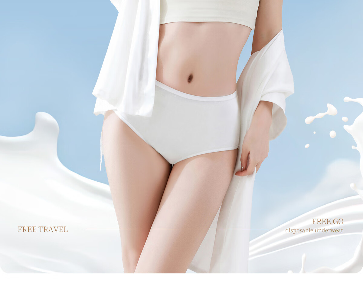 Freego Disposable Women's Underwear Travel Business Postpartum Maternity 10-Pack Individually Wrapped White XL 6